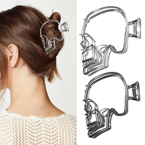Halloween Teschio Traforato Pinza per Capelli Gotico Punk Lega di Metallo Shark Clip Dark Style Accessori per Capelli Donna