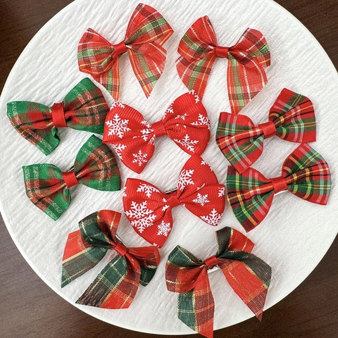 Fermagli Per Capelli Con Fiocco Di Natale Motivo A Quadretti Con Fiocchi Di Neve Copricapo Festivo Per Ragazze Donna