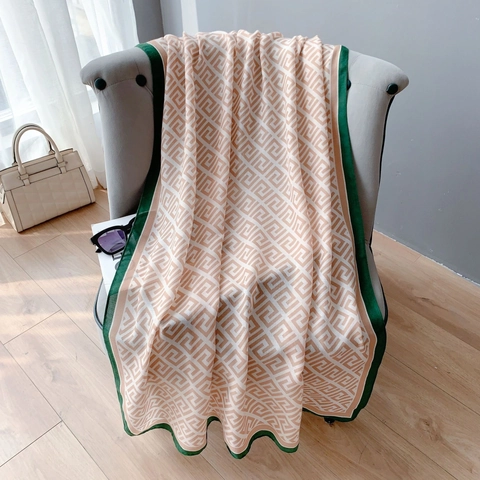 Dames Elegante Geometrische Meander Patroon Sjaal Dunne Polyester Omslagdoek Bedrukte Lichtgewicht Wrap Voor Kantoor Dagelijks Zomer