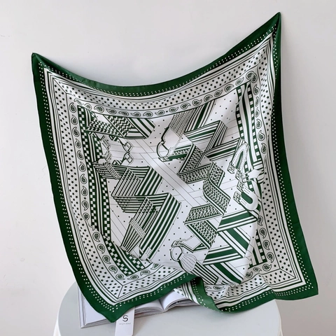 Eleganter Damen Satin-Finish Polyester Quadratischer Schal Geometrischer Paisley-Druck Großer Seidiges Gefühl Halstuch Für Büro Alltag