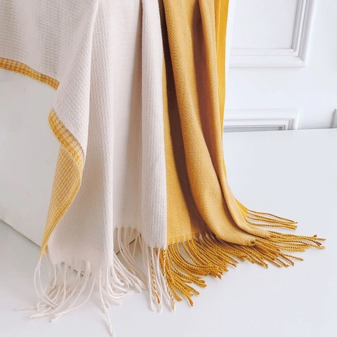 Zachte Imitatie Kasjmier Wintersjaal Dames Visgraat Patroon Kwastje Omslagdoek Kleurvlakken Warme Nekwarmer Zoete Stijl Accessoire