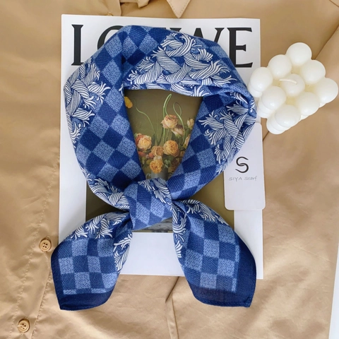 Vintage Schaakbordprint Polyester Bandana Vrouwen Elegante Golfpatroon Vierkante Sjaal Mode Haarband Nek Accessoire