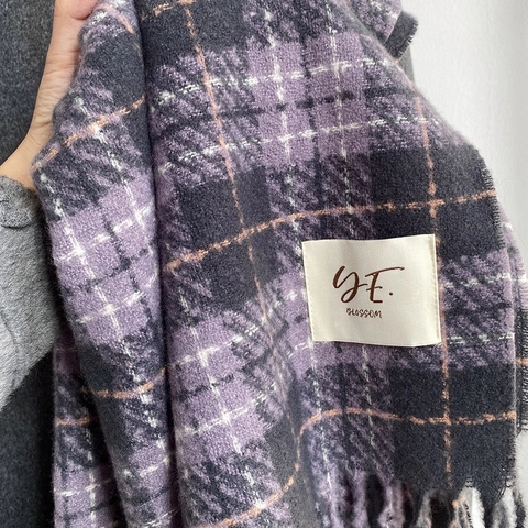 Dames Klassieke Geruite Sjaal Dik Warm Winter Sjaal Kettinggebreid Polyester Kwastje Grote Geruite Omslagdoek Dagelijks