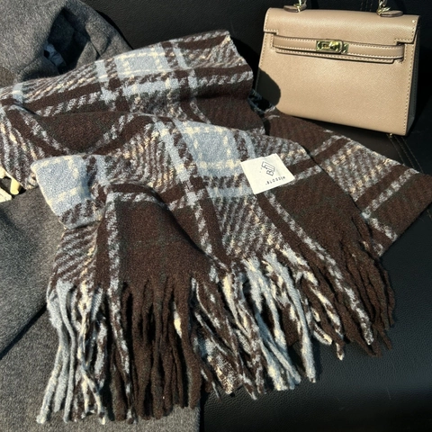 Korean Style Thickened Plaid Checkered Scarf For Women Men Winter Warm Soft Polyester Imitation Cashmere Scarf With Tassels Shawl Wrap