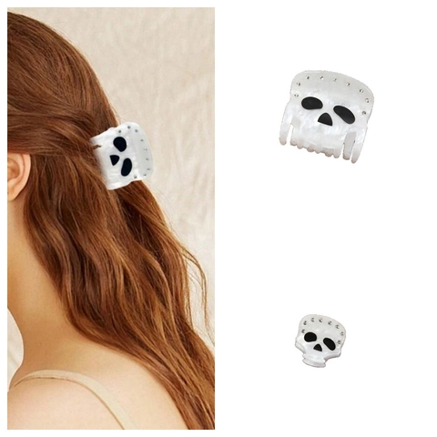Pinza per Capelli Creativa con Teschio e Strass Clip a Squalo Personalizzata in Acrilico per Halloween Festa Donna