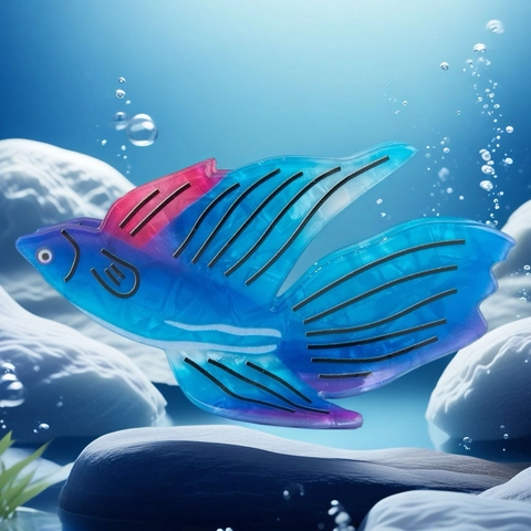 Flying Fish Hair Claw Gradient Acrylic Shark Clip Ocean Series Handmade Hair Accessories For Women Vacation Style Clamp