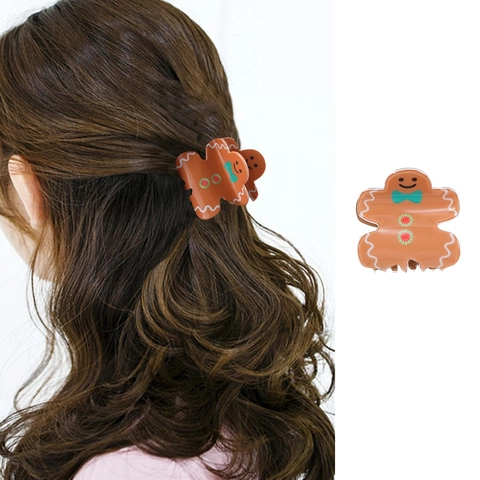 Pinza para el Pelo del Hombre de Jengibre de Navidad Clip de Tiburón de Acrílico Accesorio Festivo para Mujer Fiesta