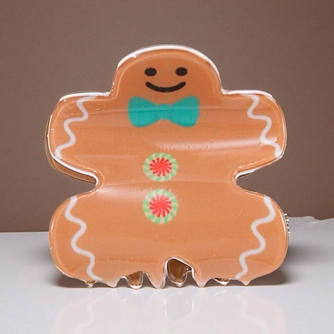 Pinza para el Pelo del Hombre de Jengibre de Navidad Clip de Tiburón de Acrílico Accesorio Festivo para Mujer Fiesta