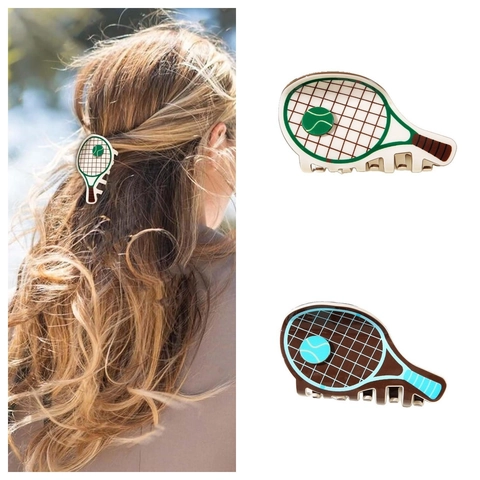 Molla per Capelli a Racchetta da Tennis Simulazione Sport Clip a Squalo Accessori per Capelli in PVC Regalo di Moda per Donna Ragazza