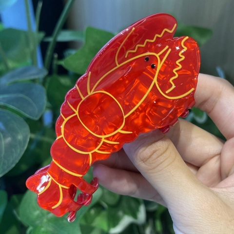 Pinza para el Cabello de PVC con Forma de Langosta y Cangrejo para Mujer Estilo Vacacional Accesorio Barrette Antideslizante