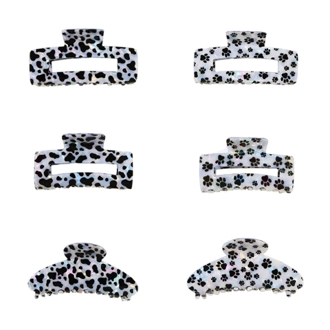 Molletta per Capelli Perla Artificialta Stampa Muccata Zampa di Gatto Texture Acetato Fermaglio per Capelli Donna Ragazza Accessori