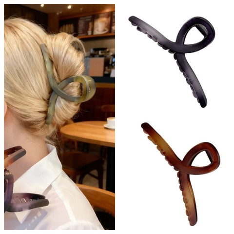 Elegante Pinza per Capelli Grande Opaca per Donna Clip a Squalo Geometrica Intrecciata Accessorio per Capelli Spessi Antiscivolo