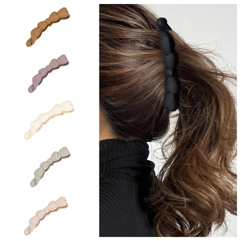 Pinza de Banana de Policarbonato Mate Forma de Corazón Soporte Vertical de Coleta Estilo Caramelo Accesorio de Pelo Pintado para Mujer Oficina