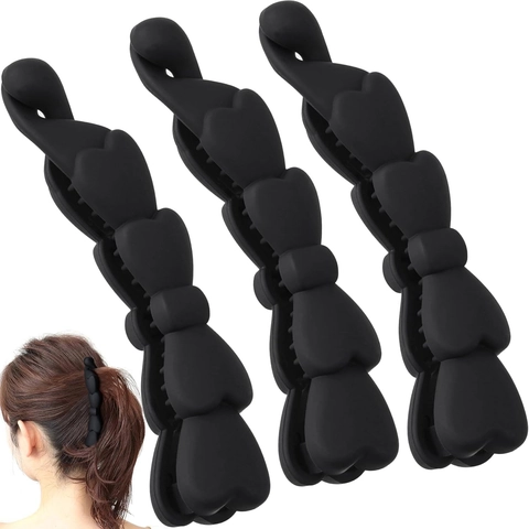 Pinza de Banana de Policarbonato Mate Forma de Corazón Soporte Vertical de Coleta Estilo Caramelo Accesorio de Pelo Pintado para Mujer Oficina