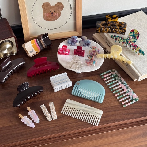 Ensemble de Pinces à Cheveux en Acétate de Haute Qualité Motif Marbre Écaille de Tortue Fait à la Main Accessoires de Coiffure pour Femmes