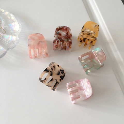 Vintage Cellulose Acetate Small Hair Claw Clip Minimalist Tortoiseshell Marble Pattern Hair Accessories For Women Daily Use