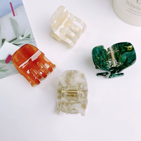 Vintage Cellulose Acetate Small Hair Claw Clip Minimalist Tortoiseshell Marble Pattern Hair Accessories For Women Daily Use
