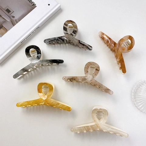 Französisches Vintage Marmormuster Acryl Haarklammer Für Damen Große Geometrische Shark Haarklammer Einfacher Eleganter Haarschmuck