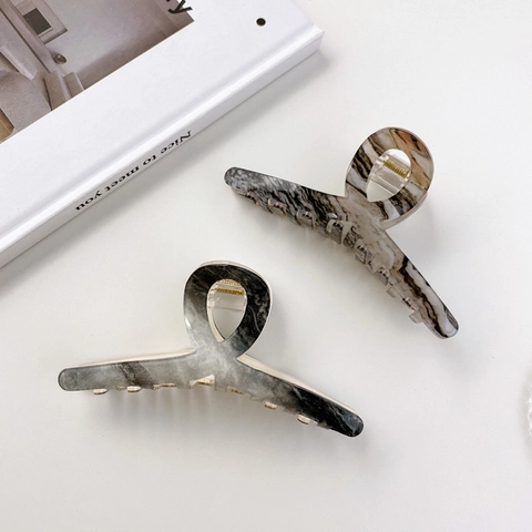 Französisches Vintage Marmormuster Acryl Haarklammer Für Damen Große Geometrische Shark Haarklammer Einfacher Eleganter Haarschmuck