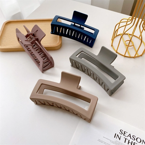 Pinza para el Pelo Mate Grande Minimalista Geométrica Rectangular Pinza de Tiburón Color Sólido Sujeción Fuerte Mujer