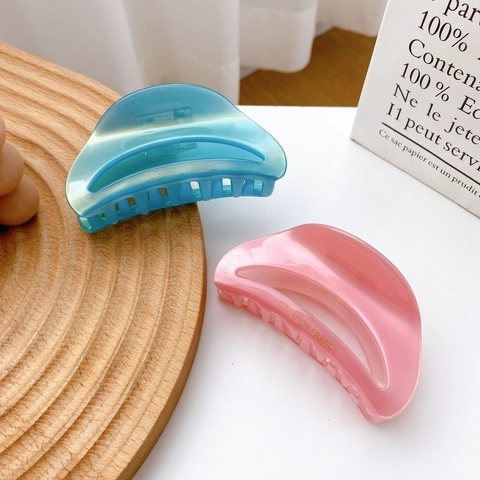 Pinza per Capelli in Acetato Lucido Stile Coreano Colorata Clip a Squalo con Etichetta Dorata per Donna Ragazza Accessori per Capelli