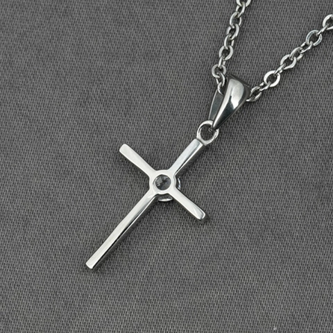 Dames Roestvrijstalen Kruis Hanger Ketting Met Strass Minimalistische Zilveren Kleur Religieuze Sieraden Voor Dagelijks Gebruik Feest