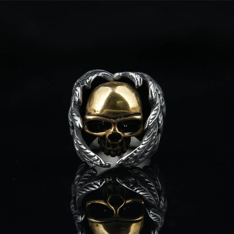 Punk Skull Stainless Steel Ring Wings Of Liberty Gothic Biker Ring Vintage Rock Domineering Jewelry For Men Women Gift