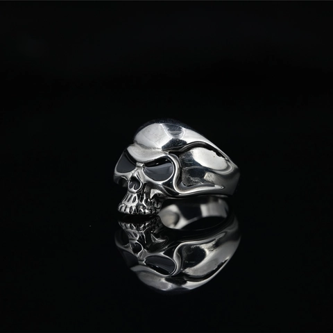 Gothic Punk Titanium Steel Skull Ring For Men Women Vintage Hip Hop Rock Biker Jewelry Retro Polished Skeleton Finger Ring