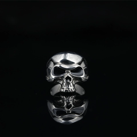 Gothic Punk Titanium Steel Skull Ring For Men Women Vintage Hip Hop Rock Biker Jewelry Retro Polished Skeleton Finger Ring