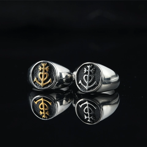 Anello con Sigillo Croce di Camargue Vintage Acciaio Inossidabile Ancora Cuore Simbolo Religioso Punk Vichingo per Uomo Donna Gioielli