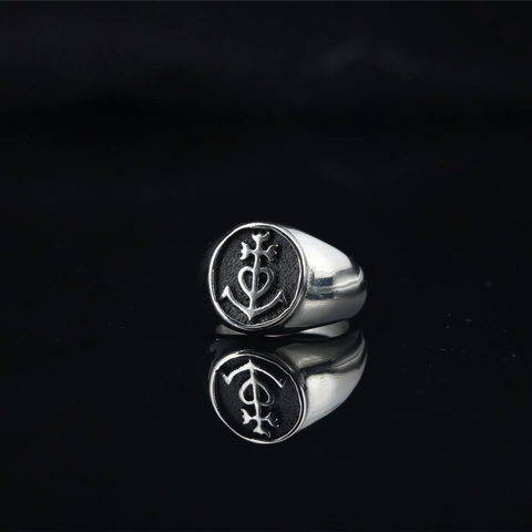 Anello con Sigillo Croce di Camargue Vintage Acciaio Inossidabile Ancora Cuore Simbolo Religioso Punk Vichingo per Uomo Donna Gioielli