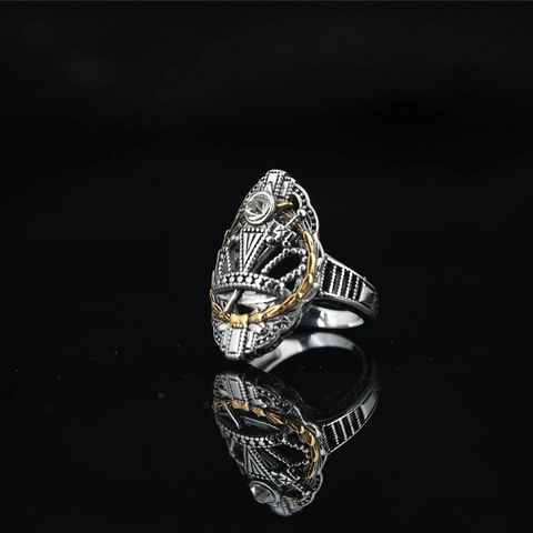 Vintage Crown Signet Ring For Men Two Tone Gold Silver Gothic Punk Hip Hop Titanium Steel Stainless Steel Zirconia Inlaid Jewelry