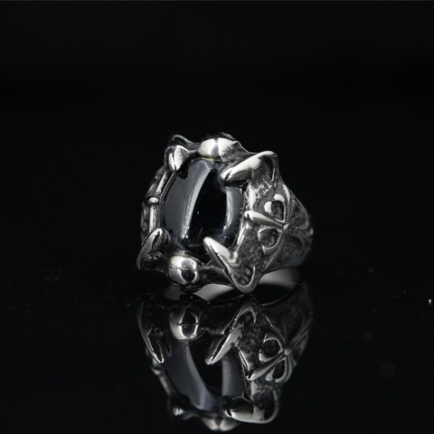 Anello Artiglio Di Drago Gotico Per Uomo In Acciaio Al Titanio Vintage Con Pietra Rossa Nera Punk Croce Teschio Gioielli