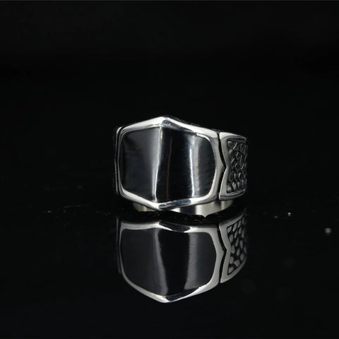 Vintage Herren Titanstahl Schild Ring Schwarz Epoxy Spiegel Poliert Industrie Punk Stil Band Ring Für Party Täglich Schmuck