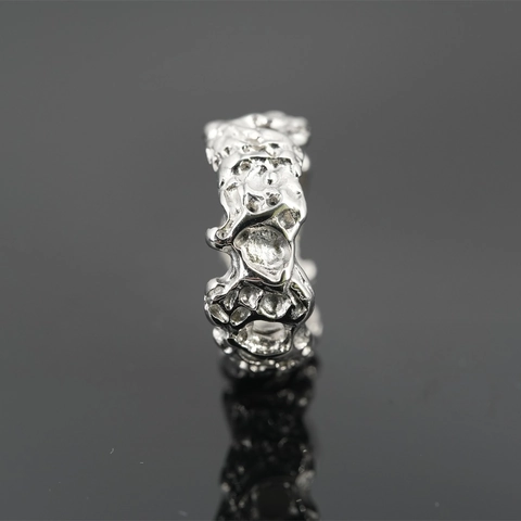 Minimalist Irregular Molten Lava Texture Stainless Steel Ring For Men Retro Hip Hop Silver Band Ring Jewelry Gift
