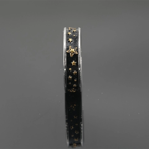 Anello con Motivo a Stella in Acciaio al Titanio Vintage Unisex Retro Nero Oro Stella Acciaio Inossidabile Gioielli di Moda Regalo