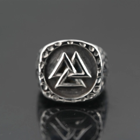 Anillo Vikingo Nórdico Valknut Vegvisir de Acero Inoxidable Vintage Martillado Punk Hip Hop Mitología Anello Sello Hombre Mujer