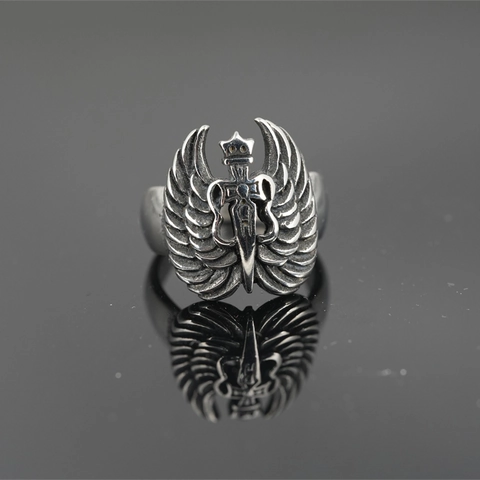 Retro Gothic Angel Wings Sword Cross Crown Ring For Men Vintage Titanium Steel Punk Rock Biker Finger Ring Jewelry Gift