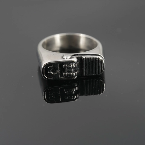 Unisex Titanium Steel Lighter Mechanism Ring Retro Industrial Punk Mechanical Design Finger Ring Jewelry Gift For Men Women