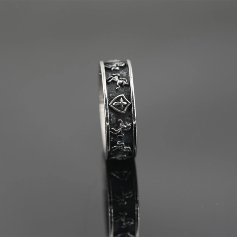 Retro Titanium Steel Unicorn Shield Cross Ring For Men Women Gothic Dark Style Vintage Embossed Animal Signet Ring Jewelry