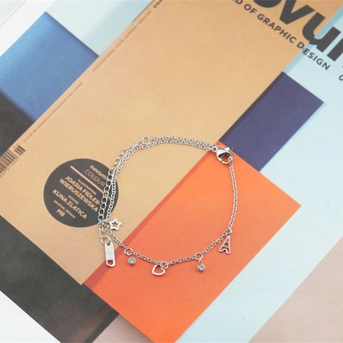 Pulsera de Amuletos de Acero Inoxidable de Moda para Mujer Colgante de Estrella Corazón Torre Eiffel Cadena de Eslabones Ajustable Oro Oro Rosa Plata Joyería de Mano