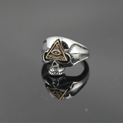 Anello Teschio in Acciaio Inossidabile Retro Oro Occhio Di Horus Gothic Punk Hip Hop Biker Gioielli Per Uomo Donna