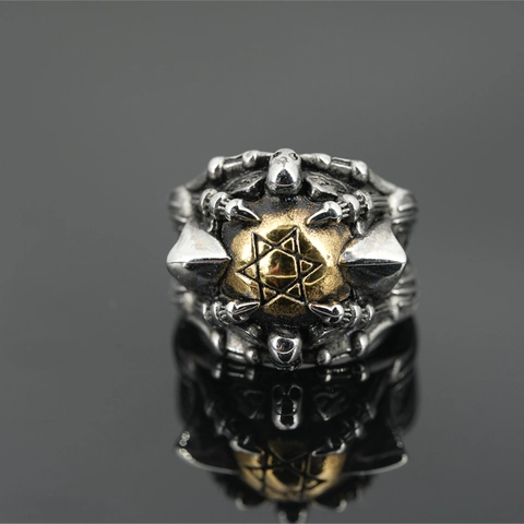 Vintage Gothic Punk Stainless Steel Claw Ring Star Of David Hexagram Gold Ball Ring For Men Women Biker Hip Hop Jewelry