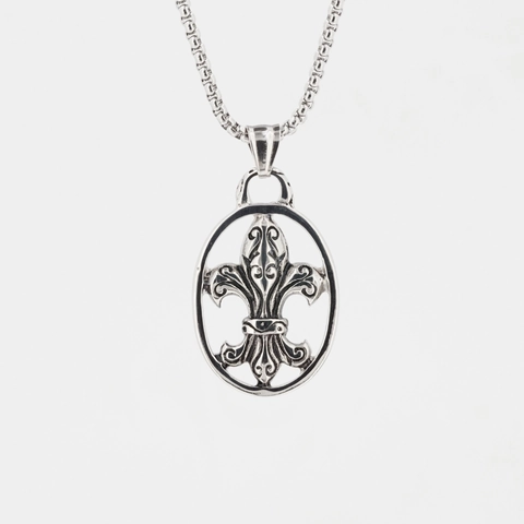 Vintage Edelstahl Fleur De Lis Anhänger Halskette Retro Distressed Gothic Hip Hop Schmuck Für Damen Herren