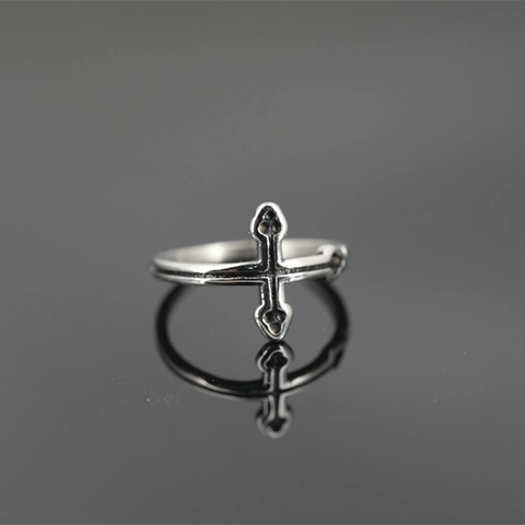 Vintage Punk Titanium Steel Cross Ring Retro Distressed Gothic Design Finger Ring Unisex Trendy Fashion Jewelry For Party