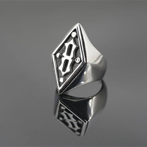 Vintage Titanstahl Rhombus Nummer 8 Gothic Ring Für Herren Damen Hip Hop Punk Rock Biker Schmuck Silber Retro Geometrischer Siegelring