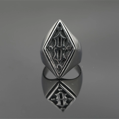 Vintage Titanstahl Rhombus Nummer 8 Gothic Ring Für Herren Damen Hip Hop Punk Rock Biker Schmuck Silber Retro Geometrischer Siegelring