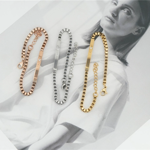 Bracciale In Acciaio Al Titanio Minimalista Con Catena Veneziana Da Donna Elegante Oro Rosa Oro Colore Acciaio Regolabile