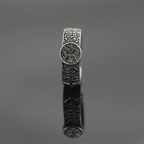 Vintage Titanium Steel Open Adjustable Ring Punk Gothic Cross Compass Pattern Relief Band For Men Women Biker Fashion Jewelry Accessory