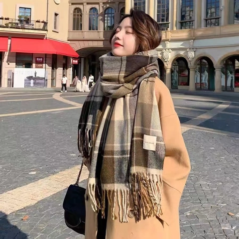 Vintage Plaid Winter Sjaal Voor Dames Heren Dikke Warme Polyester Omslagdoek Met Kwastjes Zachte Imitatie Kasjmier Sjaal